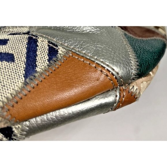 Tignanello Multi Color Suede Patchwork and Brown Leather Shoulder Bag - Picture 16 of 16